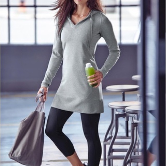 Athleta Dresses & Skirts - Athleta Bliss Light Grey Hoodie Dress Size XS